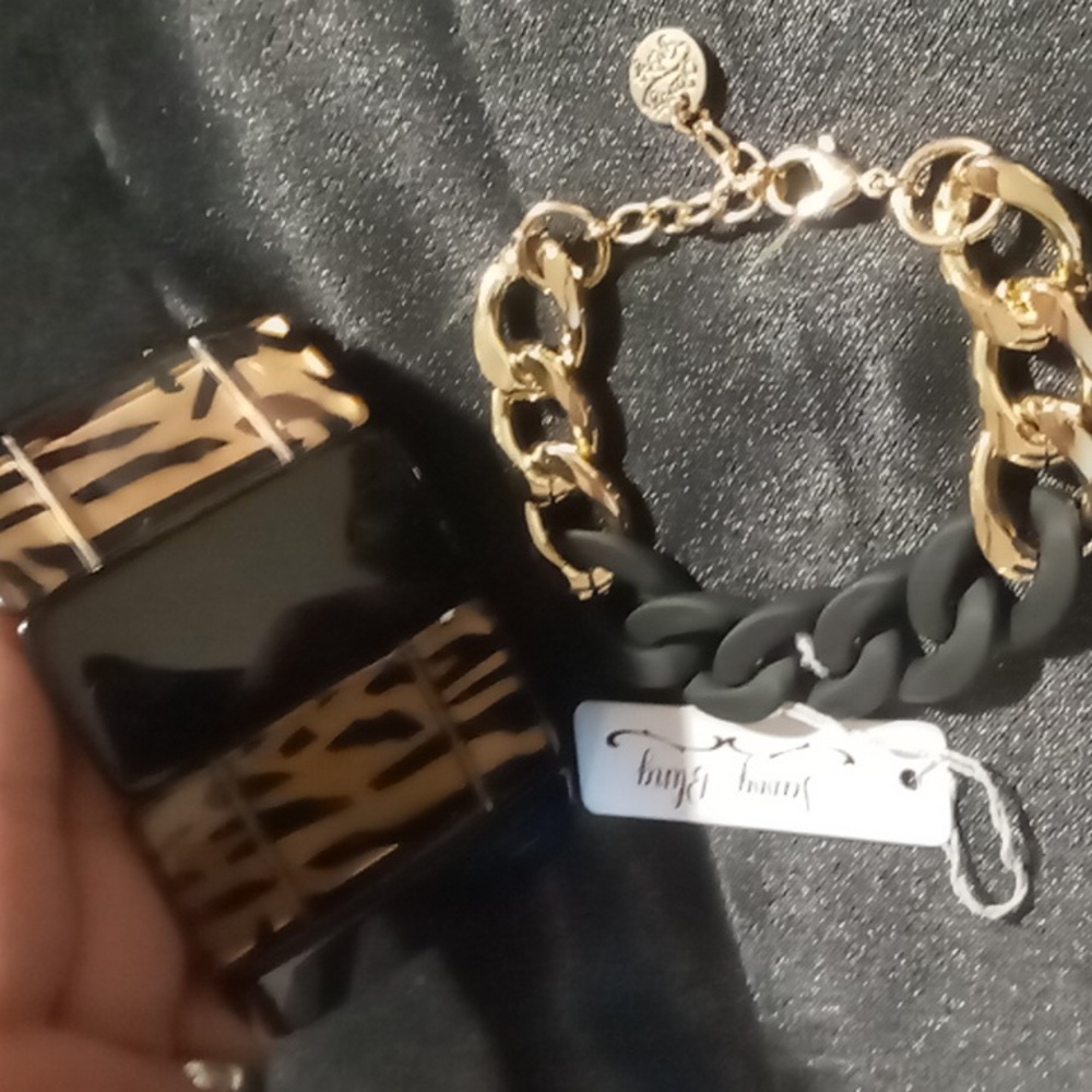 Sassy bling bracelets 2 expandable & adjustable NWT animal print & curb chain